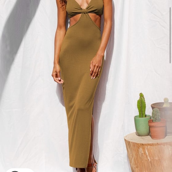 Lulu’s Opening Night Olive Green Cutout Bodycon Maxi Dress - Picture 4 of 6